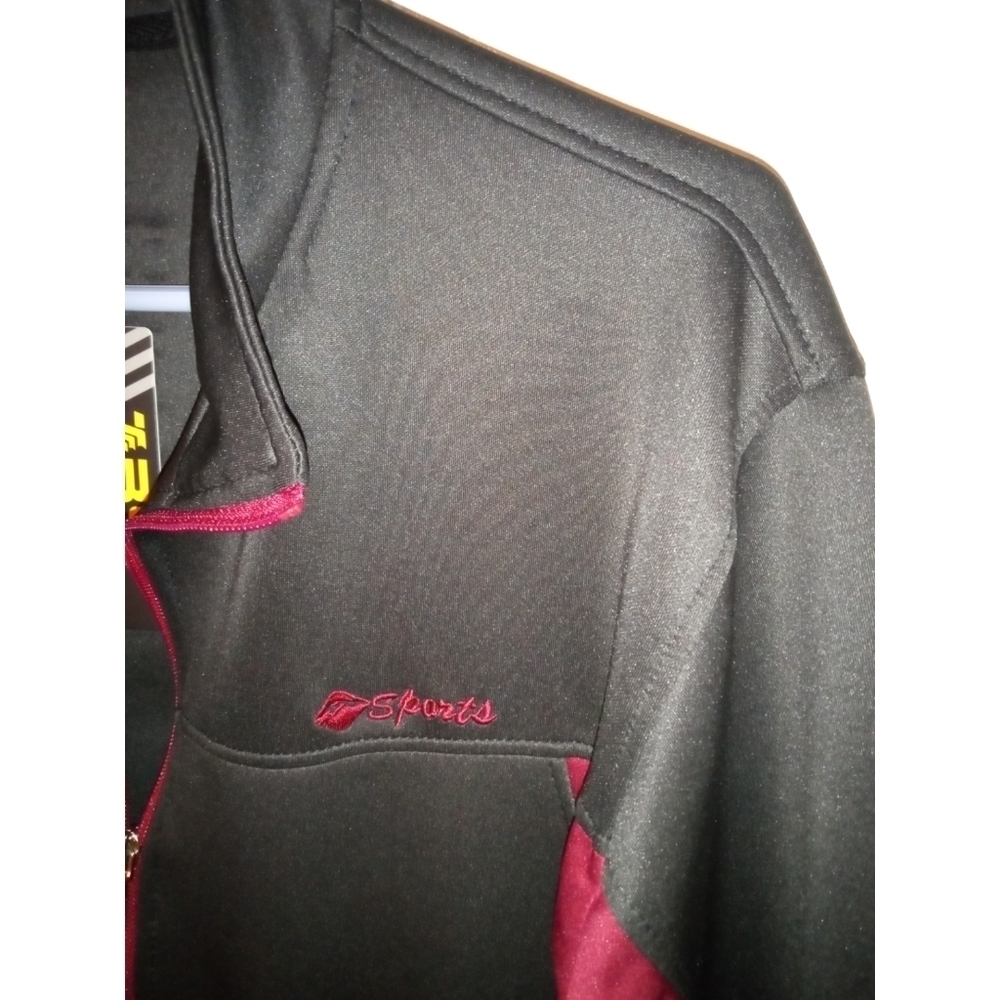 TBY: Travelling With You Black/Maroon Sport Zip Pocketed Performance Jacket XL - Picture 3 of 11